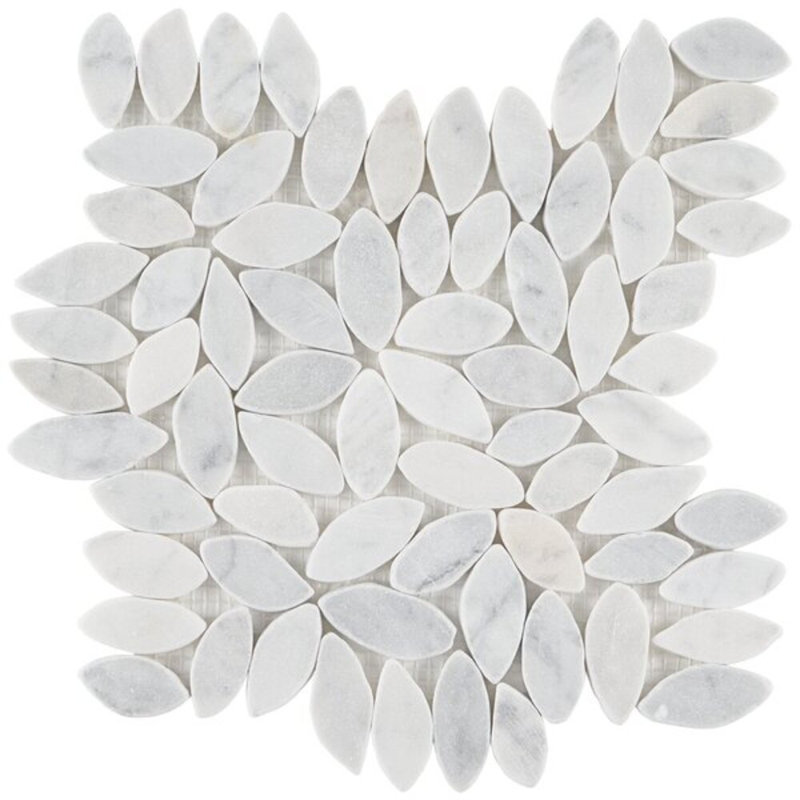 Nature Flower Carrara Marble Mosaic Tile, Natural