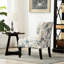 Fauteuil d'appoint sans accoudoirs avec imprimé de feuilles bleues et revêtement en tissu