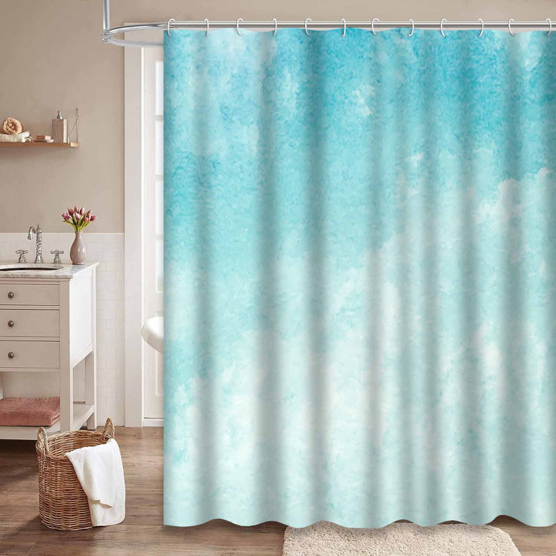 Rideau de douche avec 12 crochets aquarelle, L 72 po x l 78 po