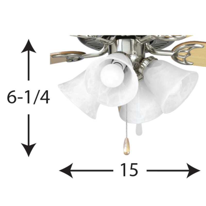 Ensemble de 4 lumières pour ventilateur de plafond universel à 4 lumières, Nickel brossé