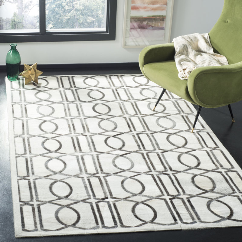 Tapis géométrique en cuir tissé à la main Sevastopol Studio, Rectangle 4 pi x 6 pi