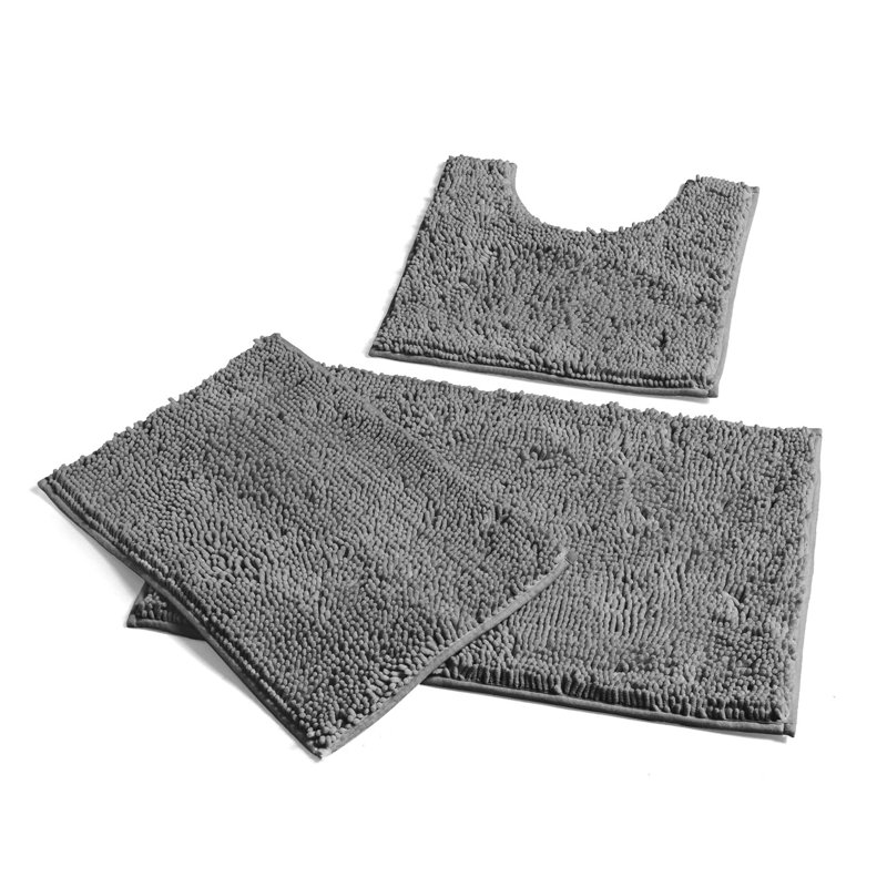 Tapis de salle de bain 3 pièces, Gris foncé