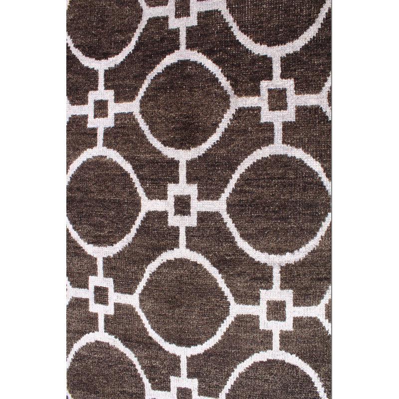 Tapis d'intérieur en laine / viscose / coton brun tissé à la main Semicircle, Rectangle 9' x 12'