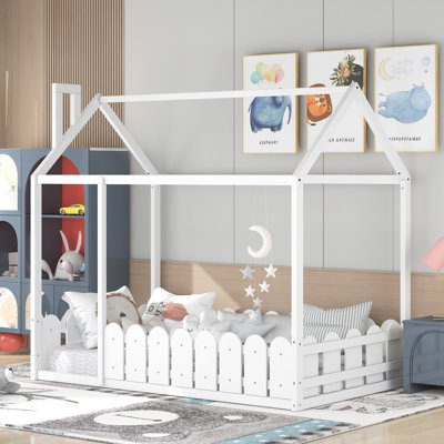 Structure de lit en bois avec clôture de sécurité Meadow