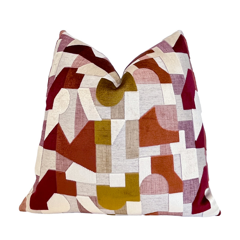 Housse de coussin Geodream, Géométrique rouge, H 22 po x l 22 po