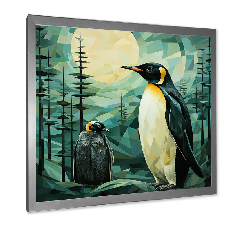 «Penguin Forest At Sunset I», reproduction sur toile, Cadre simple argenté, H 30 po x l 30 po x P 1 po