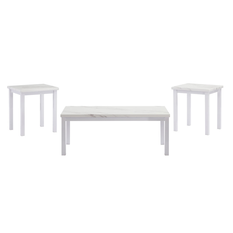 Ensemble de 3 tables basses Crugers, Blanc