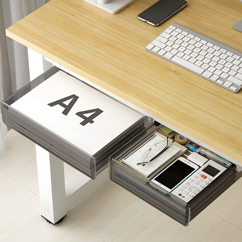 Under Desk Table Drawer Storage Organizer,2 Pack Large, Medium Slide Out Desk Drawers, Hidden Desktop Organizer,Clear Black