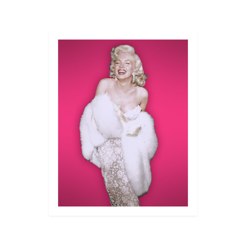 Marilyn Monroe souriant en fourrure - photographie, Rose / blanc, L 8 po x H 10 po