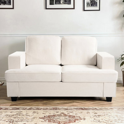 2 Seater Grey Velvet Couch: Deep Seating, High Foam, Loose Back Cushions, Home Furniture : Comfortable With Wide Arms For Apartment