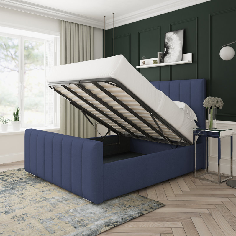 Oakley Wool Upholstered Ottoman Bed Frame, Small Double (4'), Sapphire