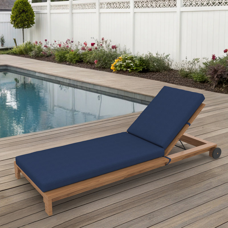 Amala Sunbrella® Outdoor Chaise Lounge Cushion, 22" x 24"/24.5" x 52.5", Canvas Navy Sunbrella® Canvas