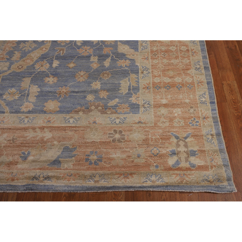 Blue Oushak Vegetable Dye Turkish Area Rug