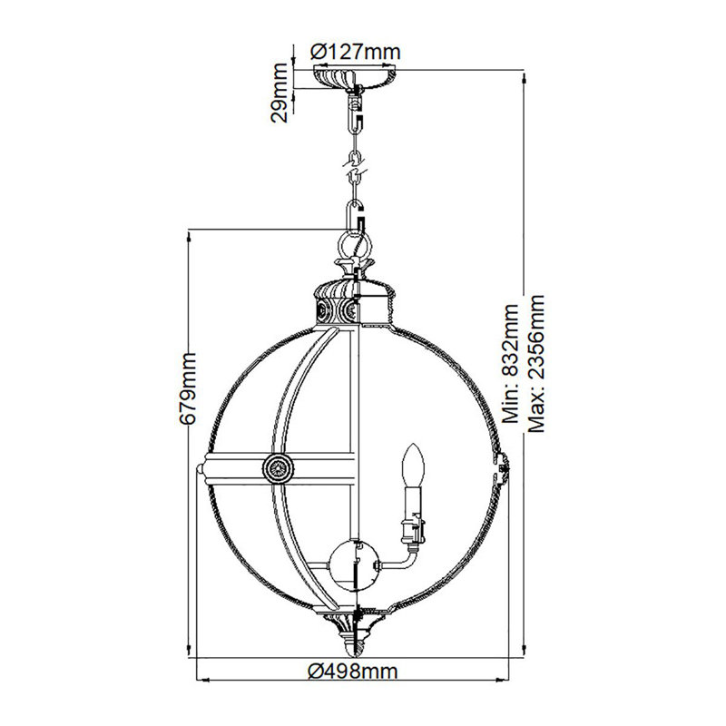 Doxey 4 - Light Sphere Pendant, British Bronze