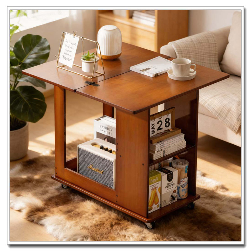 Table pliante en bambou, Noyer