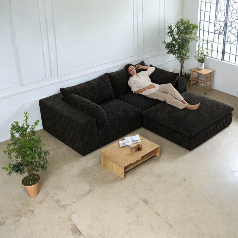 Versatile Cloud Sofas, Corduroy, Modular Design, Living Room, Black