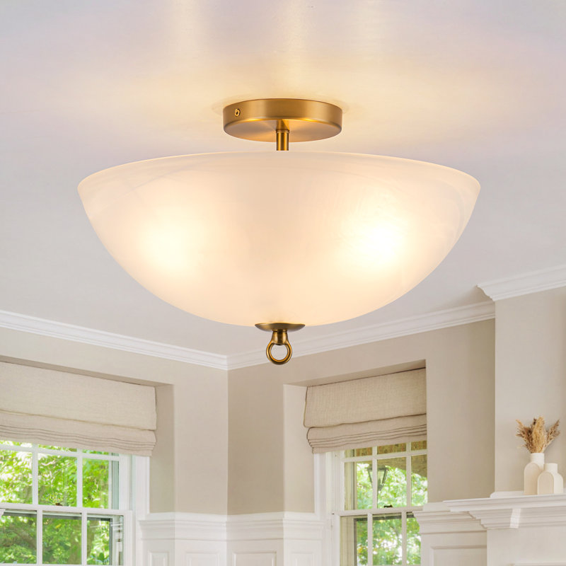 3-Light Bowl Glass Semi Flush Mount