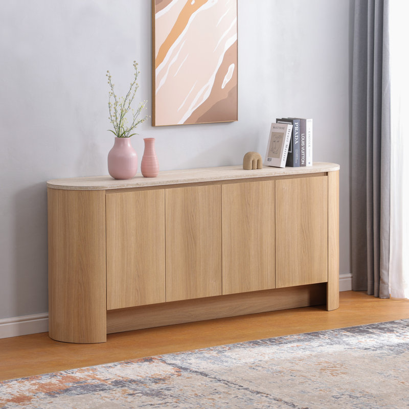 Baron Sideboard 4 Doors, Travertine/Euro Oak