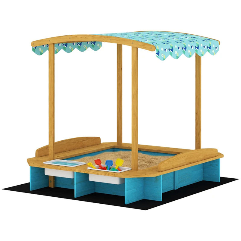 Jardin pour enfants, bac à sable en bois
