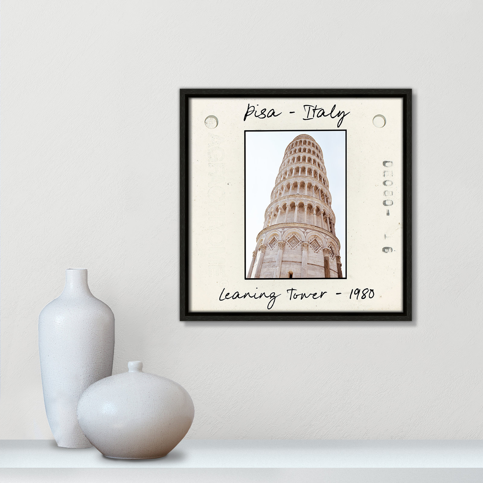 Pisa, Italy - Leaning Tower Print by Natalie Carpentieri, Espresso Floater Framed Canvas, 13.5" H x 13.5" W x 2" D