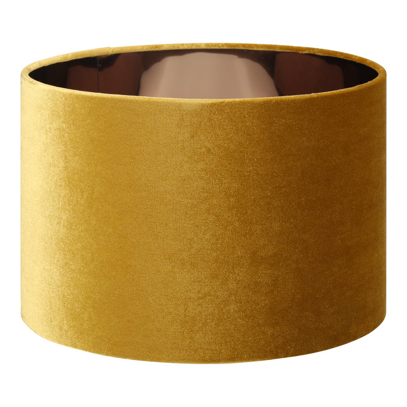 Aimon Velvet Drum ( Uno ), Mustard, 23cm H x 35.5cm W x 35.5cm D