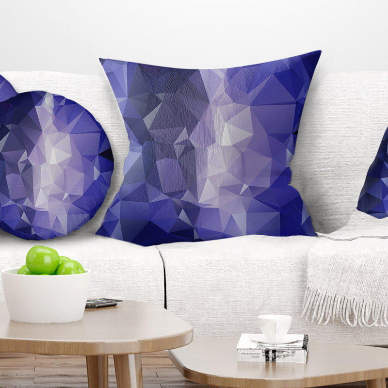 Motif de mosaïque bleue et bleue - Coussin imprimé abstrait, 18 po x 18 po, Coussin décoratif