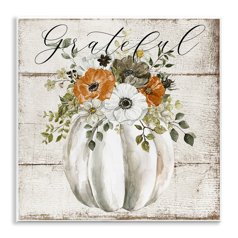 Art de giclée encadrée de citrouille florale reconnaissante par LSR Design Studio