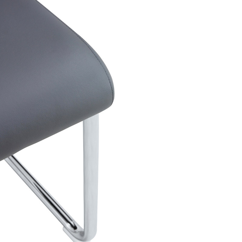 Banc de 51,5 po en métal avec siège en similicuir gris, idéal pour l'entrée de la chambre à coucher et de la salle à manger - Plateau facile à assembler