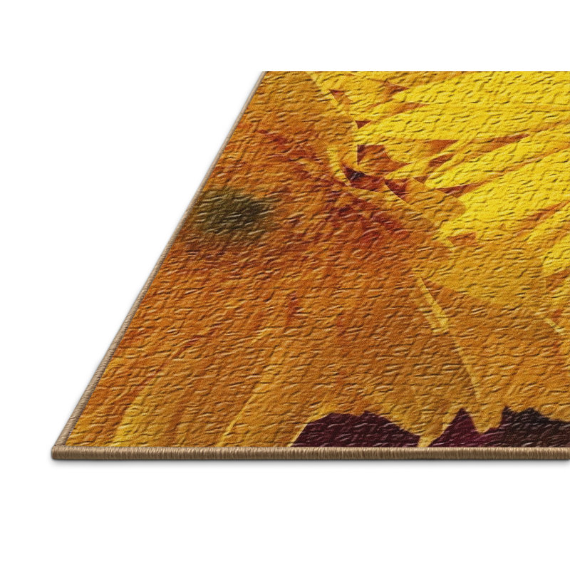 Tapis de zone jaune fleur, Rectangle 2 pi x 4 pi
