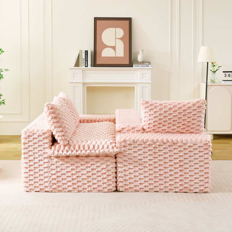 Canapé de luxe luxueux en velours tortue rose - disposable en une rangée, côte à côte ou face à face, mobilier de salon élégant pour une décoration intérieure confortable