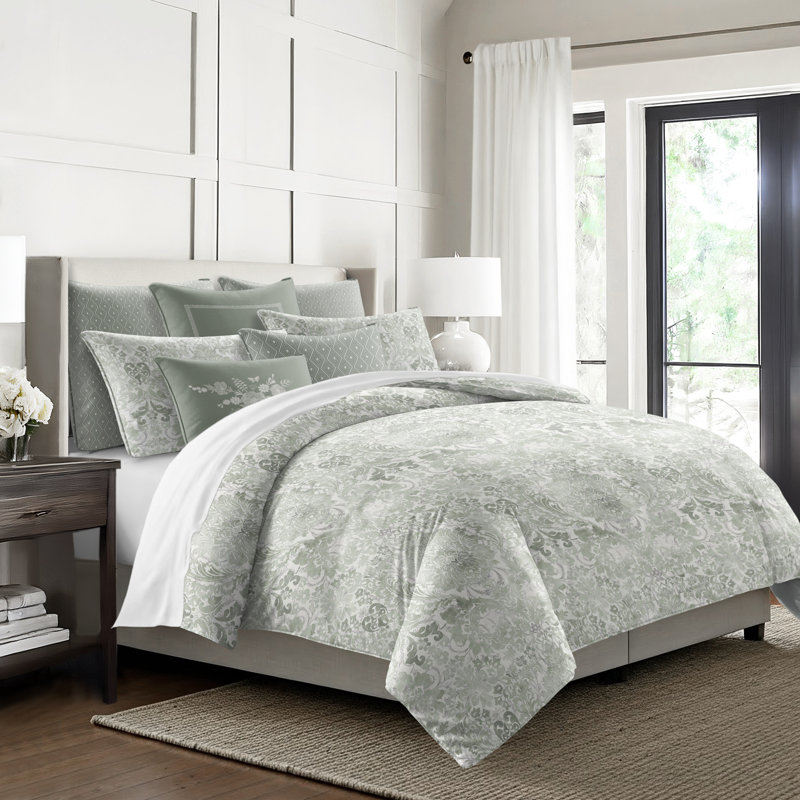 Savannah Cotton Coverlet Set 8 Piece, California King Coverlet + 7 Additional Pieces, Sage