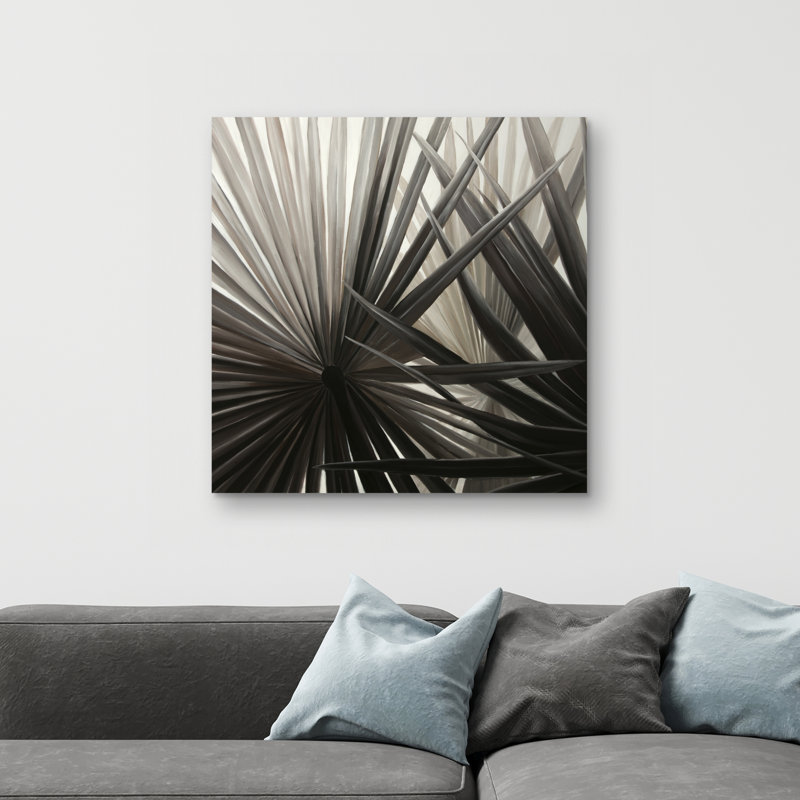 Grayscale tropical plants - 32"x32" art on canvas
