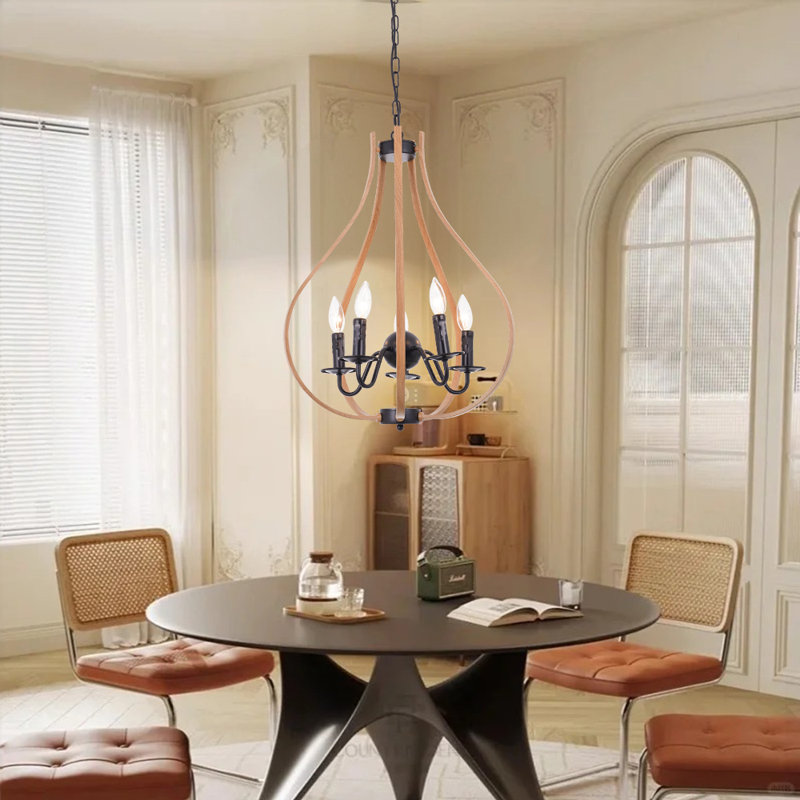 Lustre en fer noir 5 têtes