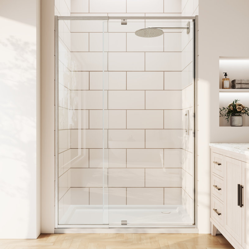 porte de douche pivotante pivotante avec verre trempé transparent 1/4 "l 38" - 42 "H 71" Privdr Privdr, Nickel brossé