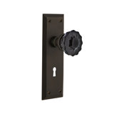 New York Plate with Decorative Keyhole and Crystal Black Door Knob