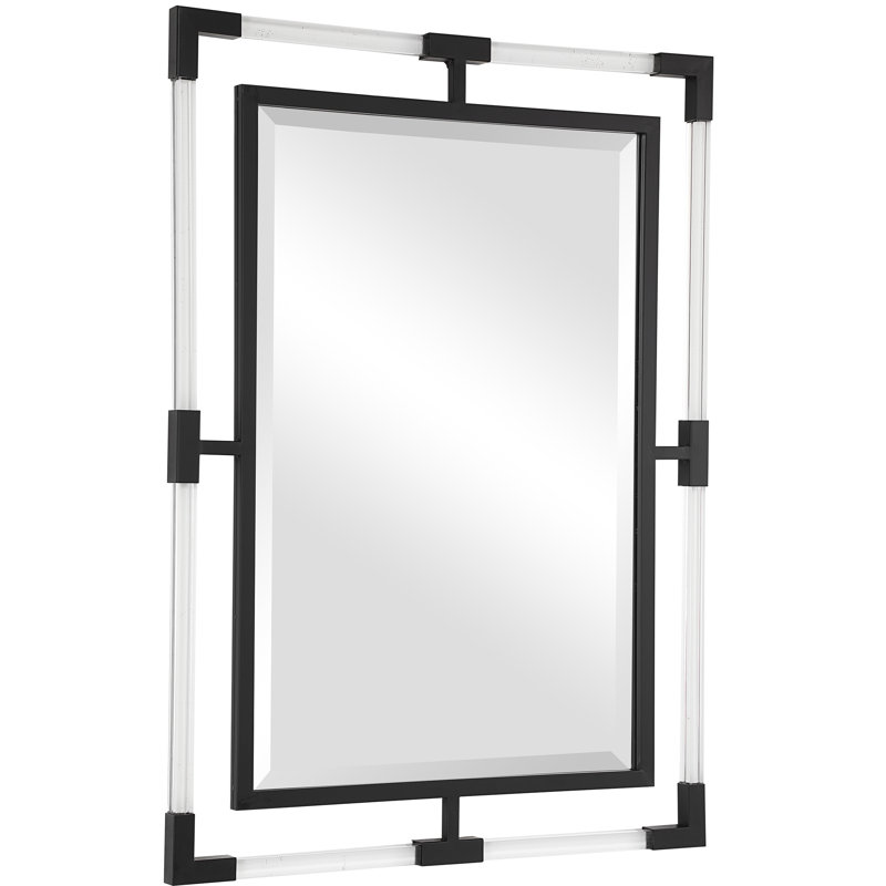 Waleska Metal Wall Mirror, 38" x 28", Black