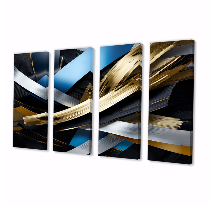 Euart - Ensemble d'art mural 4 vagues, H 32 po x l 64 po