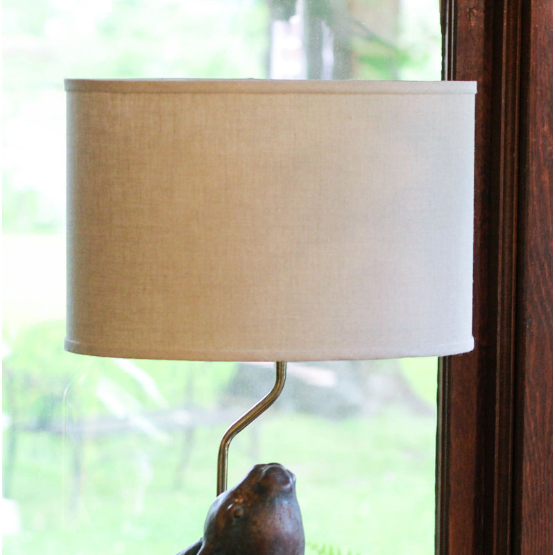 Linen Oval Lamp Shade, Heather, 10" H x 16" W x 10" D