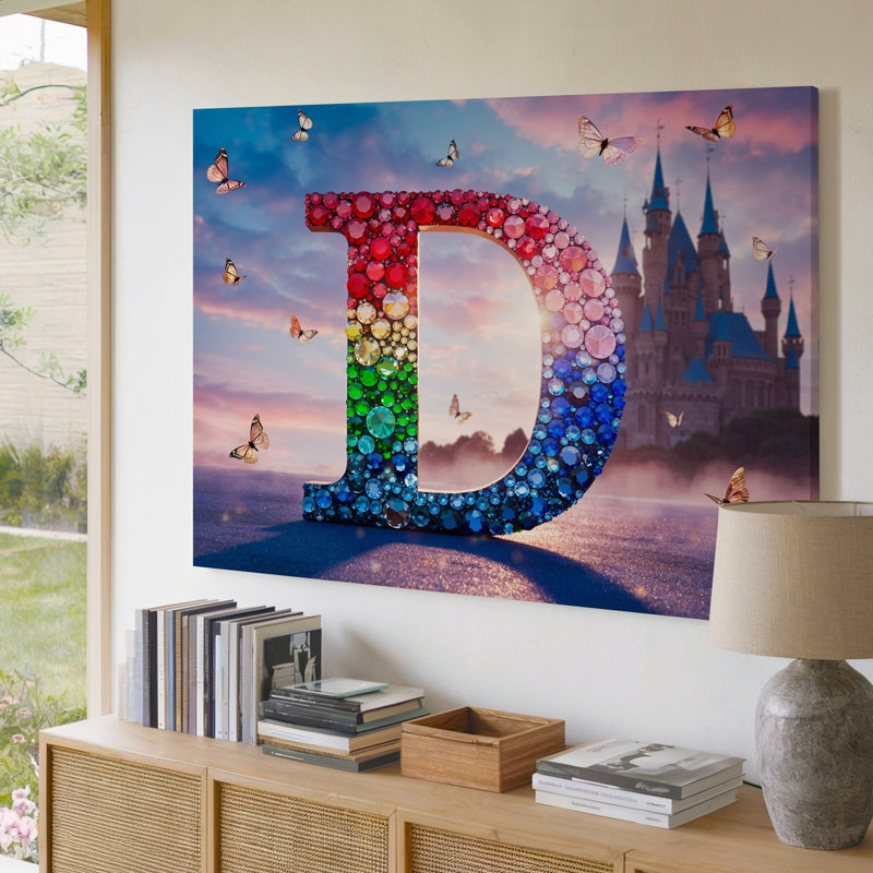 Toile au premier plan, une très grande lettre D scintille avec un art mural, H 20 po x l 20 po