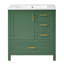 Meuble-lavabo vert de 30 po avec lavabo, tiroirs à fermeture en douceur et plateau amovible pour un rangement et un style améliorés-116332501