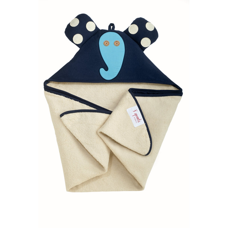 Serviette à capuchon éléphant en bleu