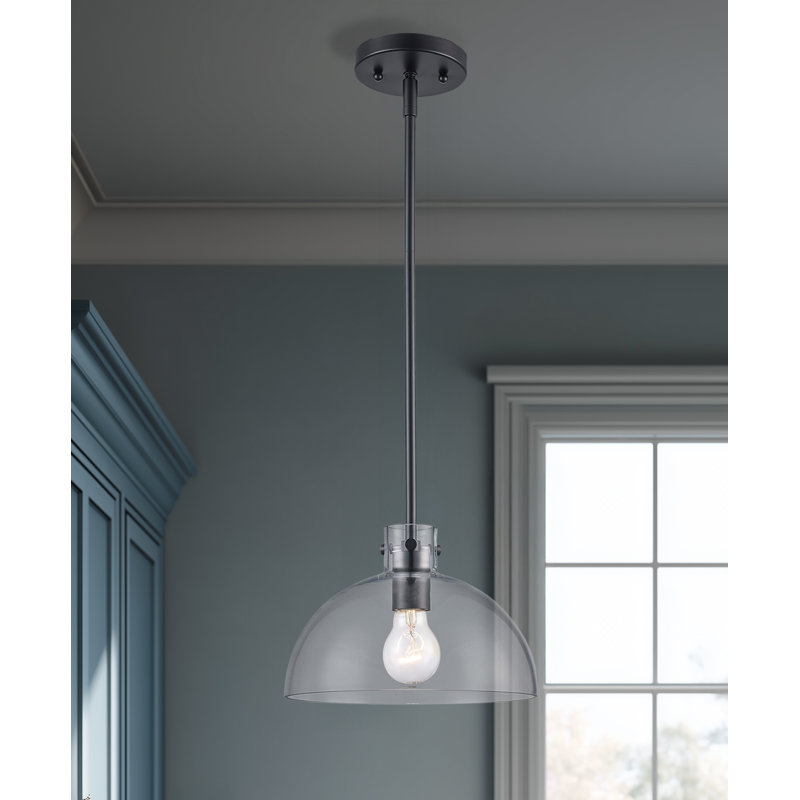 Luminaire suspendu en verre Martins, Noir, H 44,8 po x l 10 po x P 10 po