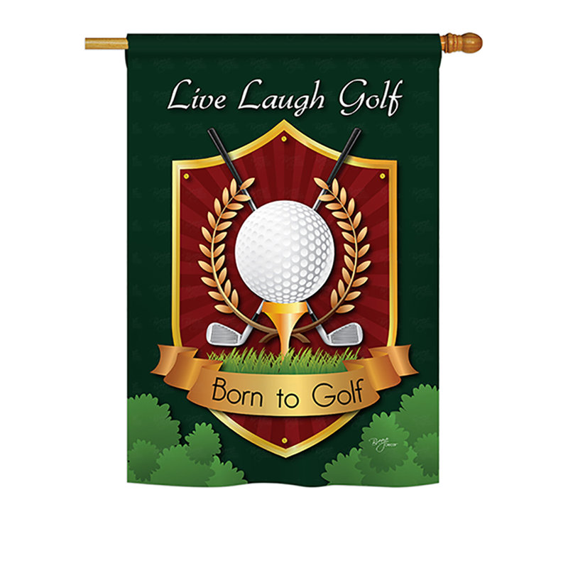 Drapeau de maison en polyester Artun Live, Laugh, Golf, H 40 po x l 28 po