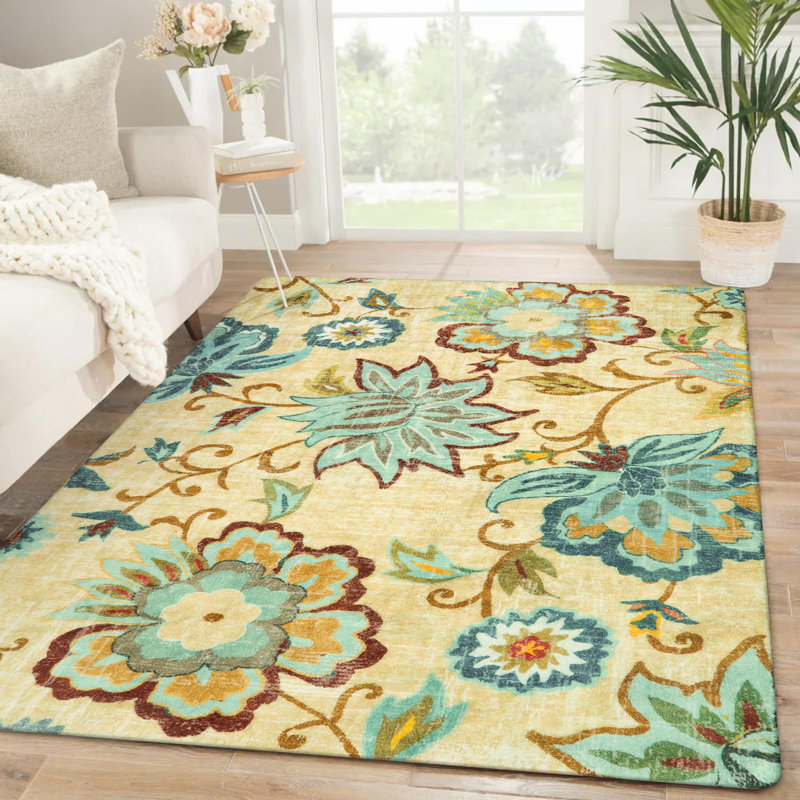 Tapis lavable à la machine avec envers antidérapant Tawann, Rectangle 5 pi x 7 pi
