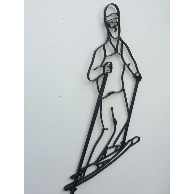 Décoration murale en métal snow skieur