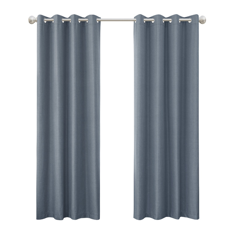 Paire de rideaux occultant 100% coton brossé avec œillets (2 panneaux), L 52 po x L 84 po, Bleu très foncé