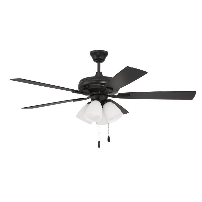 Ventilateur de plafond 52 "avec lumières DEL Eos Frost Light, Noir mat, Bois gris