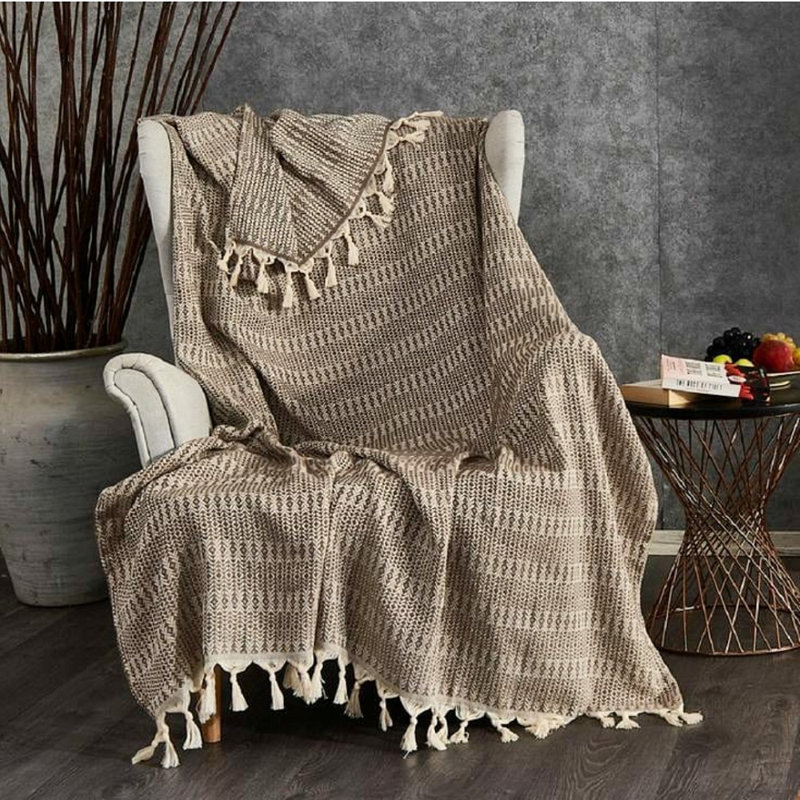 Senecal Throw Blanket, Taupe