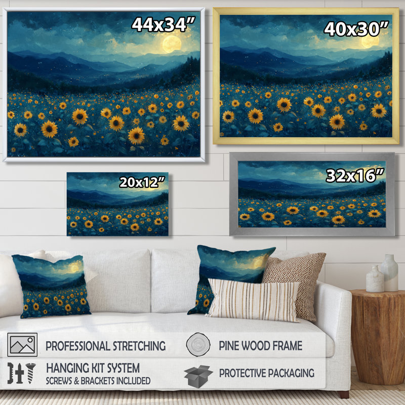Duharte - Floral Wall Art, Single Picture Framed Print, Black, 12" H x 20" W