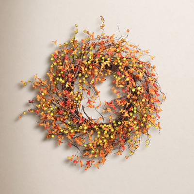 24" Handcrafted Twig, Berry No Holiday Wreath